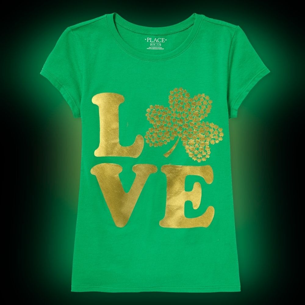 The Children’s Place size small 5/6 Girls Love Shamrock Graphic Tee